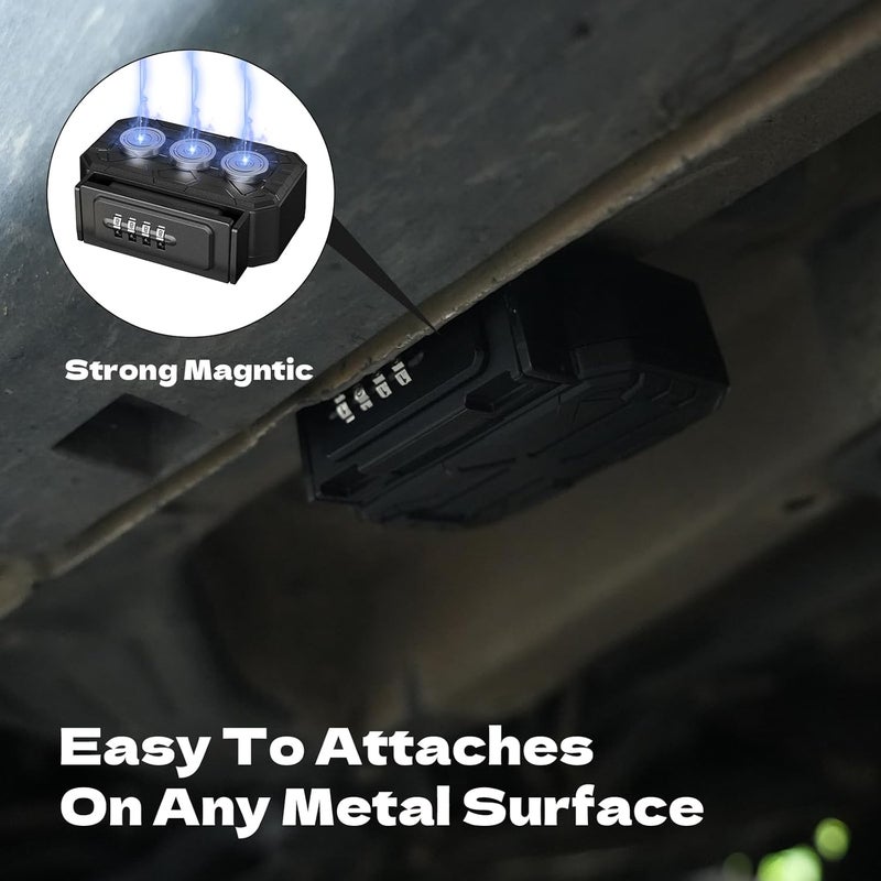 MILADA Magnetic Key Lock Box with Removable Cable Shackle Indoor Outdoor Waterproof 4 Digit Combo Resettable Code,Key Lockbox for Outside Spare Keys for Realtors Key Cabinets,Hide a Key Holder Under car - Image 3